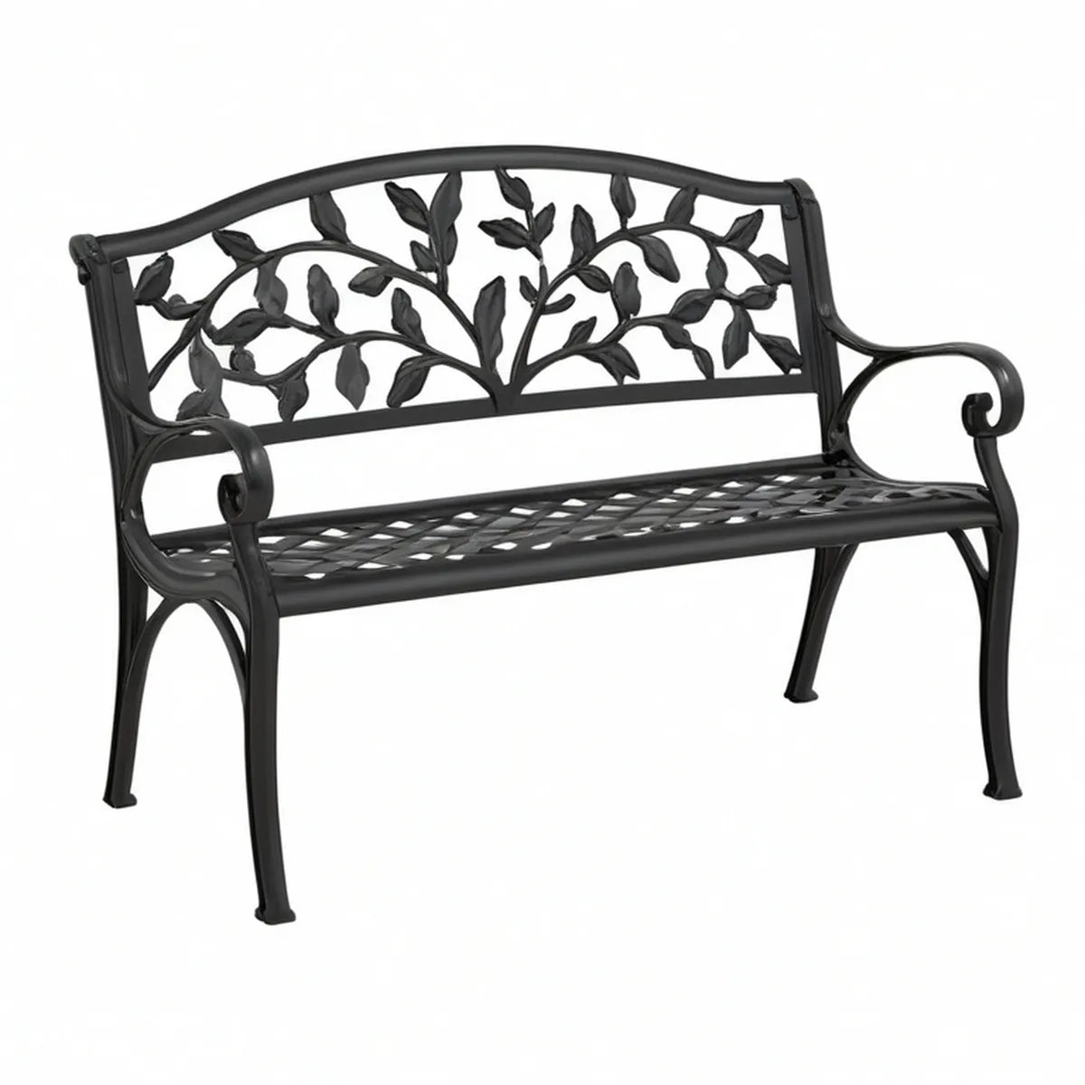 2-Sitzer Gartenbank aus Aluminiumguss, Schwarz, 122 x 56 x 87 cm