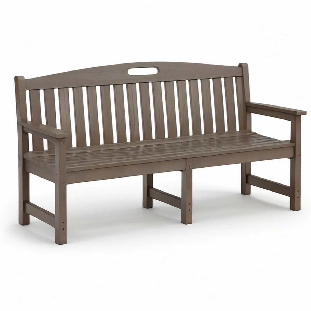 Braune Gartenbank aus massivem Kiefernholz, 3-Sitzer, 150 x 60 x 90 cm