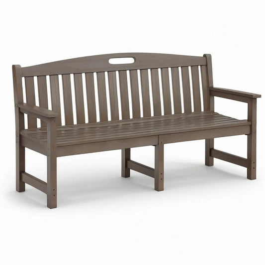 Braune Gartenbank aus massivem Kiefernholz, 3-Sitzer, 150 x 60 x 90 cm