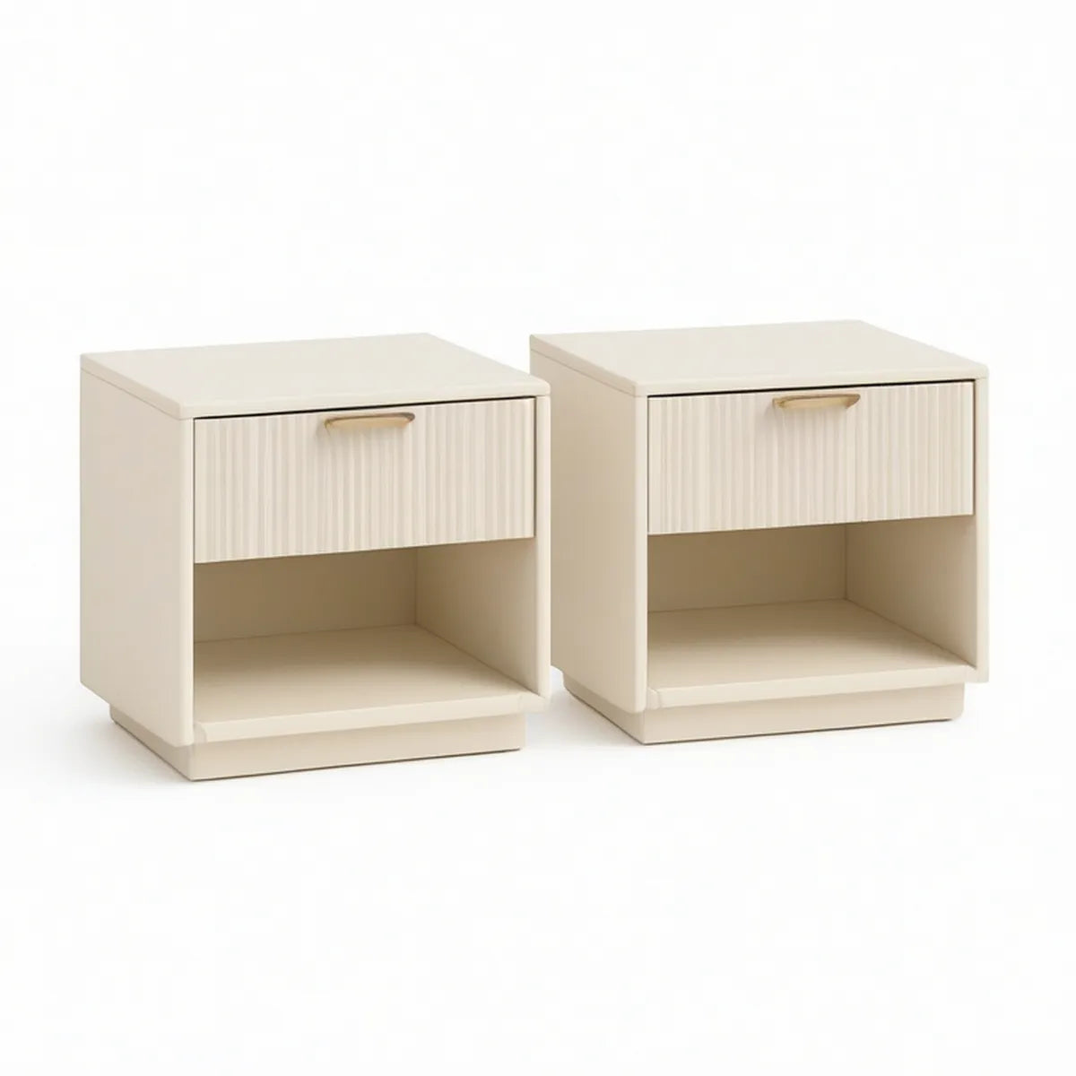 2er-Set Nachttische aus MDF in Cremeweiss, 40 x 40 x 50 cm