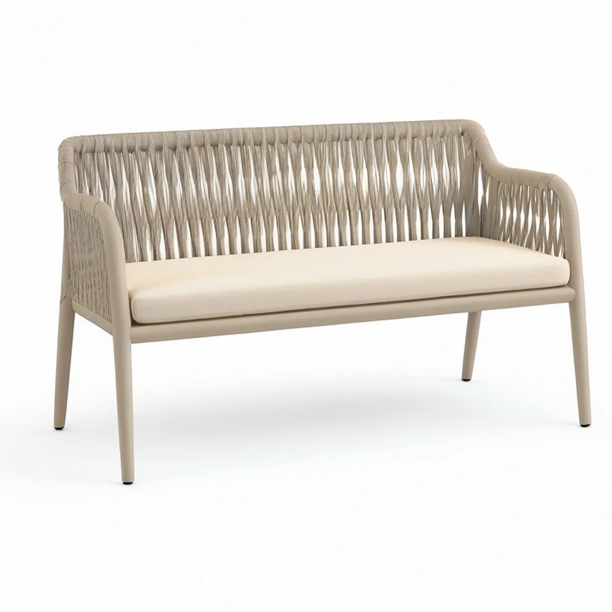 Gartenbank für 2 Personen aus Aluminium und Polypropylen, Beige/Cremeweiss, 130 x 70 x 78 cm