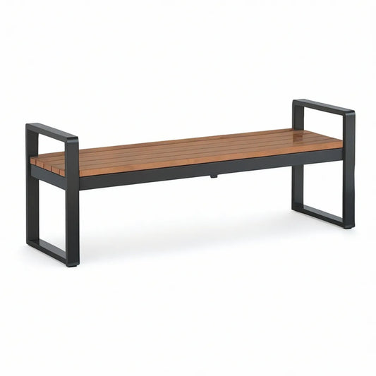 Gartenbank aus Stahl und WPC, 120 x 40 x 70 cm, Braun/Schwarz