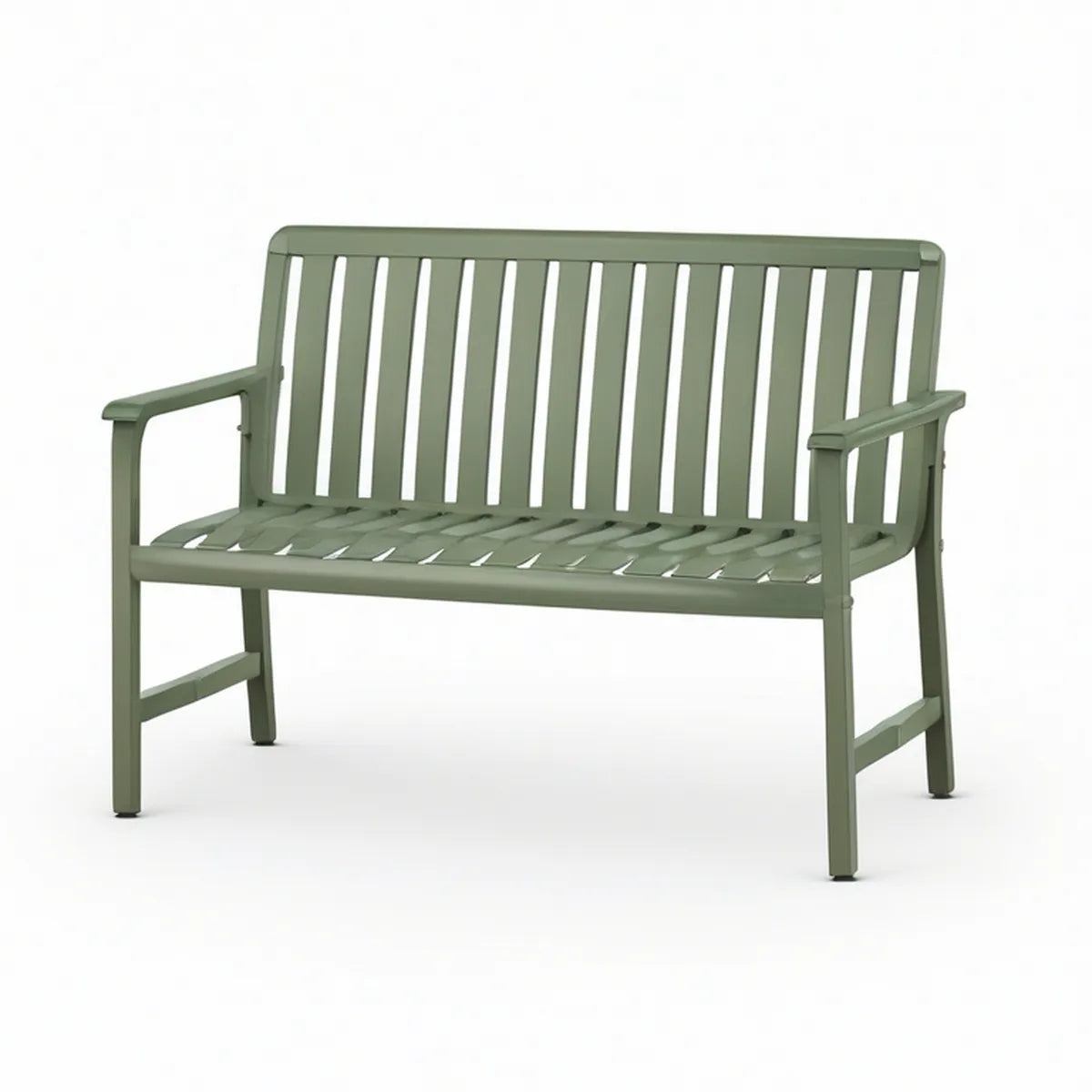 2-Sitzer aus pulverbeschichtetem Stahl in Salbeigrün, 120 x 62 x 86 cm