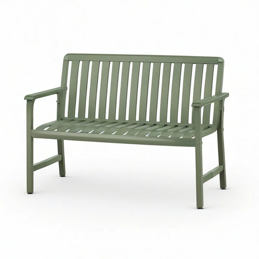 2-Sitzer aus pulverbeschichtetem Stahl in Salbeigrün, 120 x 62 x 86 cm